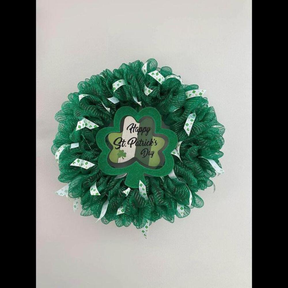 St. Patrick's Day Green Decorative Wreath with Shamrock Sign